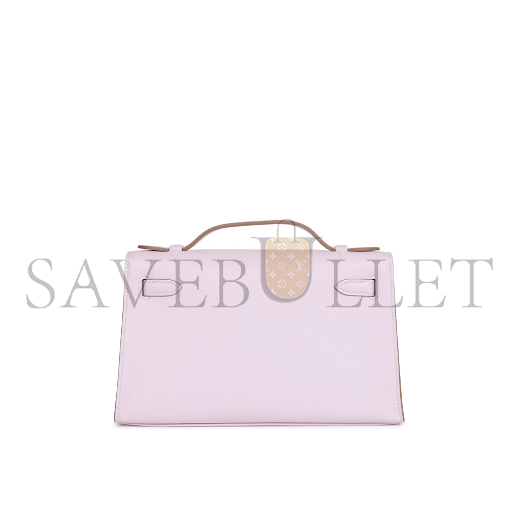 H**mes master kelly pochette mauve pale swift palladium hardware (22*14*7cm)